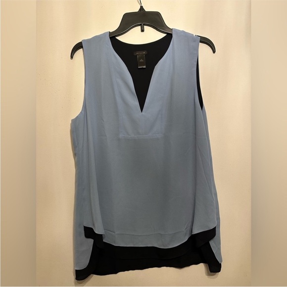 Ann Taylor Sleeveless Dusty Blue Layered V-Neck Blouse | Size M - Picture 1 of 5